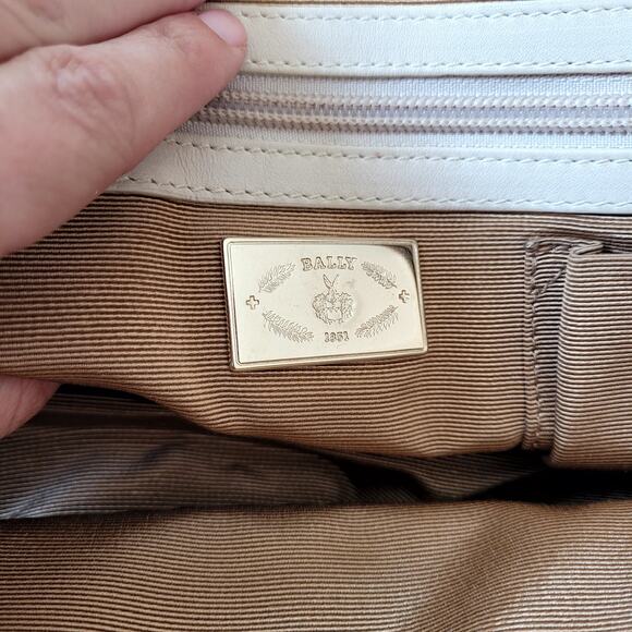 Bally Leather Top Handle Bag Cream Leather Purse - Picture 8 of 10